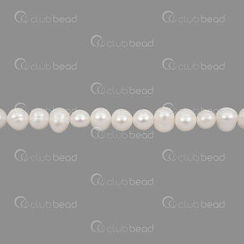 1113-0212-01 - Fresh Water Pearl Bead Round-Oval 6.5x8mm A Grade White with Light Rim 0.5mm hole 13" String 1113-0212-01,Beads,Pearls for jewelry,Clearwater,montreal, quebec, canada, beads, wholesale