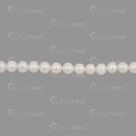 1113-0215-WH - Fresh Water Pearl Bead Round 6x7-8mm White no curve 0.5mm Hole 15" String 1113-0215-WH,Beads,Pearls for jewelry,Clearwater,montreal, quebec, canada, beads, wholesale