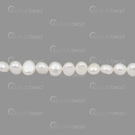 1113-0257-WH - Perle d'Eau Douce Bille Patate 7-8mm Blanc Lustre Naturel Corde 13 pouces 1113-0257-WH,montreal, quebec, canada, beads, wholesale