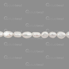 1113-0265 - Fresh Water Pearl Bead Flat Potato 9X8mm White Natural Shine 0.5mm hole 13" String 1113-0265,Beads,montreal, quebec, canada, beads, wholesale