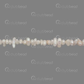 1113-0299-13 - Fresh Water Pearl Bead Spacer Irregular shape (approx.2.5x5-6mm) White Centered hole 0.5mm hole 14" String 1113-0299-13,perle spacer,montreal, quebec, canada, beads, wholesale