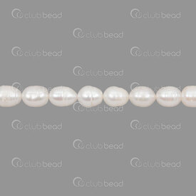 1113-0309 - Fresh Water Pearl Bead rice 7.5-10.5mm White rimmed 15" string 1113-0309,1113-0,montreal, quebec, canada, beads, wholesale