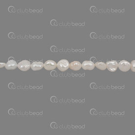 1113-0399-19 - Perle d'Eau Douce Bille forme Irreguliere 7-8x6mm Blanc Trou 0.5mm Corde 14po 1113-0399-19,1113-0,montreal, quebec, canada, beads, wholesale