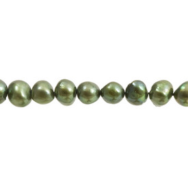 A-1113-0413 - Fresh Water Pearl Bead Potato 7X6MM Forest Green 16'' String A-1113-0413,montreal, quebec, canada, beads, wholesale