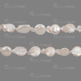 1113-0501 - Perle d'Eau Douce Bille forme Bouton (approx. 16-18x13x8mm) Eclat Naturel Blanc Trou 0.5mm Corde 15 Pouces 1113-0501,Button,montreal, quebec, canada, beads, wholesale