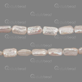 1113-0520-15 - Fresh Water Pearl Premium Bead Rectangle (approx. 15x10x6mm) White Natural Shine 0.5mm hole 15" String 1113-0520-15,bille rectangle,montreal, quebec, canada, beads, wholesale