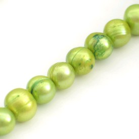 *A-1113-0701-13 - Fresh Water Pearl Bead Rice 10X6MM Lime Side Drilled 16'' String *A-1113-0701-13,Clearance by Category,Organic,Bead,Natural,Fresh Water Pearl,10X6MM,Round,Rice,Green,Lime,Side Drilled,China,16'' String,montreal, quebec, canada, beads, wholesale