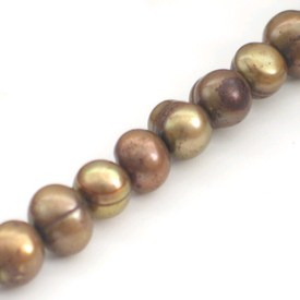 A-1113-0701-15 - Fresh Water Pearl Bead Rice 10X6MM Iris Champagne Side Drilled 16'' String A-1113-0701-15,montreal, quebec, canada, beads, wholesale