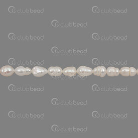 1113-0703 - Fresh Water Pearl Bead Rice 7-8x6mm White Rimmed 0.5mm hole 14'' String 1113-0703,7-8,montreal, quebec, canada, beads, wholesale