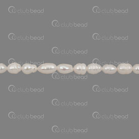 1113-0705-WH - Fresh Water Pearl Bead Rice 7-8x6mm White 0.5mm hole 14\" String !LIMITED QUANTITY! 1113-0705-WH,1113-0,montreal, quebec, canada, beads, wholesale