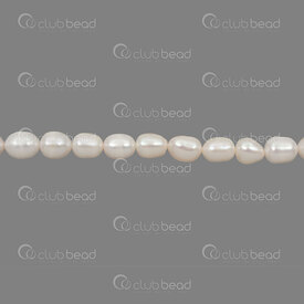 1113-0713-WH - Perle d\'Eau Douce Bille grain de Riz 8x6-7mm Blanc Trou 0.5mm Corde 13po 1113-0713-WH,Billes,Perles pour bijoux,D'eau douce,montreal, quebec, canada, beads, wholesale