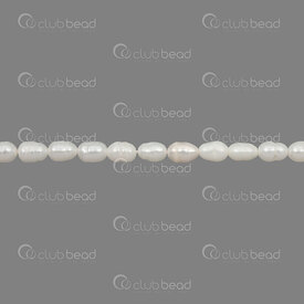 1113-0715-WH - Perle d\'Eau Douce Bille grain de Riz 6x4mm Eclat Naturel Blanc Trou 0.5mm Corde 13po 1113-0715-WH,Billes,Perles pour bijoux,D'eau douce,montreal, quebec, canada, beads, wholesale