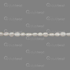 1113-0809-WH - Perle d'Eau Douce Bille Patate Plat 5.5-6x4.5-5mm Blanc Trou 0.5mm Corde 13po !QUANTITE LIMITEE! 1113-0809-WH,T*,montreal, quebec, canada, beads, wholesale