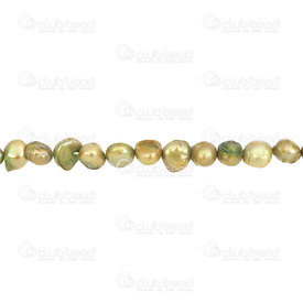 1113-9050-07 - Perle d’Eau Douce Bille Grosse Forme Libre Vert-Jaune 5-8mm 1 Corde 1113-9050-07,1113-9050,montreal, quebec, canada, beads, wholesale