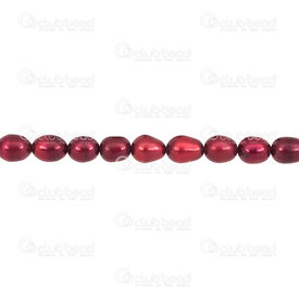 1113-9050-19 - Perle d’Eau Douce Bille Forme Patate Rouge 5-10mm 1 Corde 1113-9050-19,1113-9050,montreal, quebec, canada, beads, wholesale