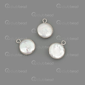 1113-9090-01 - Fresh Water Pearl Pendant Round 16x12.5mm White With Metal Nickel Edge 3pcs  LIMITED QUANTITY! 1113-9090-01,Beads,Round,Pendant,Pendant,Natural,Fresh Water Pearl,16x12.5mm,Round,Round,White,White,With Metal Nickel Edge,China,3pcs,montreal, quebec, canada, beads, wholesale