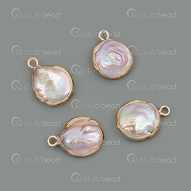 1113-9090-0113GL - Fresh Water Pearl Pendant Round 13m Gold Edge with 1.5mm loop Purple Shine 4pcs 1113-9090-0113GL,Pendants,Pearl,montreal, quebec, canada, beads, wholesale