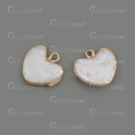 1113-9090-03GL - Fresh Water Pearl Pendant Heart App. 14.5x15mm White With Metal Golden Edge 2pcs 1113-9090-03GL,Pendants,Pearl,Pendant,Natural,Fresh Water Pearl,App. 14.5x15mm,Heart,Heart,White,White,With Metal Golden Edge,China,2pcs,montreal, quebec, canada, beads, wholesale