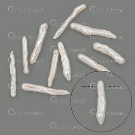 1113-9090-07WH - Perle d'Eau Douce Pendentif Dent (approx. 20x4mm) Eclat Naturel Blanc Trou 0.5mm 10pcs 1113-9090-07WH,Pendentifs,Perle,montreal, quebec, canada, beads, wholesale