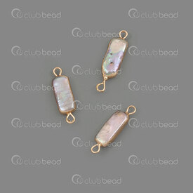 1113-9096-01GL - Fresh Water Pearl Link Rectangle 25x6x4mm Natural Purple Gold Edge 3pcs !LIMITED QUANTITY! 1113-9096-01GL,Beads,montreal, quebec, canada, beads, wholesale