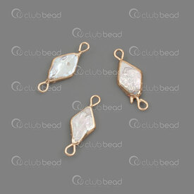 1113-9096-03GL - Fresh Water Pearl Link Diamond (approx. 21x8.5mm) Natural Gold Edge 4pcs !LIMITED QUANTITY! 1113-9096-03GL,Beads,montreal, quebec, canada, beads, wholesale