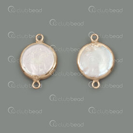 1113-9096-0415GL - Perle d\'Eau Douce Lien Rond approx.22x15x4mm Eclat Naturel Blanc avec Bordure Or 2pcs !QUANTITE LIMITEE! 1113-9096-0415GL,montreal, quebec, canada, beads, wholesale