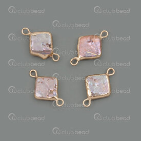 1113-9096-05GL - Perle d'Eau Douce Lien Diamant (approx. 19.5x13mm) Bordure Or avec Boucles 1.5mm Eclat Mauve 4pcs 1113-9096-05GL,Perles-Coquillages,montreal, quebec, canada, beads, wholesale