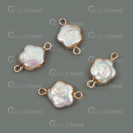 1113-9096-09GL - Freshwater Pearl Link Flower 19x11x5mm Natural White Gold Edge 4pcs 1113-9096-09GL,Links connectors,Pearls-Shell,montreal, quebec, canada, beads, wholesale