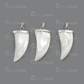 1114-0011 - Mother of Pearl Pendant Horn 35x16x5.5mm with Metal Bail Natural 4pcs 1114-0011,Perles pendentif,montreal, quebec, canada, beads, wholesale