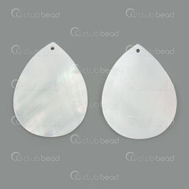 1114-0013 - Shell Pendant Drop 45x35x1.5mm Natural 1.5mm hole 5pcs 1114-0013,coquillage,montreal, quebec, canada, beads, wholesale