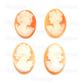 1114-0199-5 - Coquillage Camee Oval approx. 13x18mm Fait a la Main Blanc-Orange 5 paires 1114-0199-5,Cam's,montreal, quebec, canada, beads, wholesale