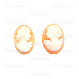 1114-0199 - Coquillage Camee Oval approx. 13x18mm Fait a la Main Blanc-Orange 1 paire 1114-0199,Cam's,montreal, quebec, canada, beads, wholesale