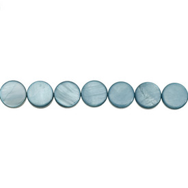 1114-0612-05 - Lake Shell Bead Coin 8MM Teal 16'' String 1114-0612-05,montreal, quebec, canada, beads, wholesale