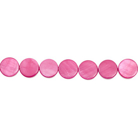 1114-0612-09 - Lake Shell Bead Coin 8MM Fuchsia 16'' String 1114-0612-09,montreal, quebec, canada, beads, wholesale