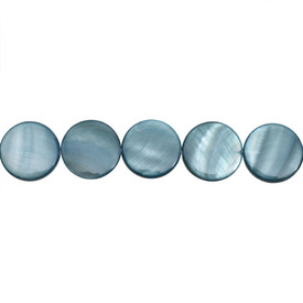 1114-0735-05 - Lake Shell Bead Coin 15MM Teal 16'' String 1114-0735-05,montreal, quebec, canada, beads, wholesale