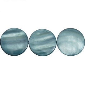 1114-0747-05 - Lake Shell Bead Coin 28MM Teal 16'' String 1114-0747-05,montreal, quebec, canada, beads, wholesale