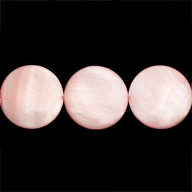 *1114-0750-01 - Lake Shell Bead Coin 40MM Pink 16'' String *1114-0750-01,Bead,Lake Shell,40MM,Round,Coin,Pink,Pink,China,Dollar Bead,16'' String,montreal, quebec, canada, beads, wholesale