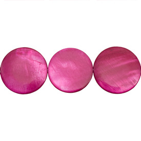 *1114-0750-09 - Lake Shell Bead Coin 40MM Fuchsia 16'' String *1114-0750-09,montreal, quebec, canada, beads, wholesale
