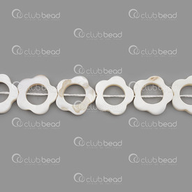 1114-0929 - Mother Of Pearl Bead Flower Donut 18mm Natural 15.5'' String (app21pcs) 1114-0929,Beads,Shell,Flower,Bead,Natural,Mother Of Pearl,18MM,Flower,Flower,Donut,White,Natural,China,15.5'' String (app21pcs),montreal, quebec, canada, beads, wholesale