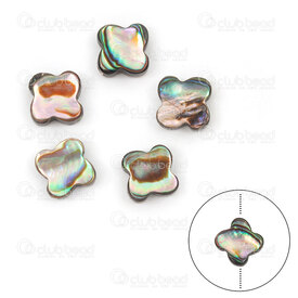 1114-0981-BK - Bille d\'Abalone Treffle 10x10x3.5mm Noir Trou 0.8mm 5pcs 1114-0981-BK,A*,montreal, quebec, canada, beads, wholesale