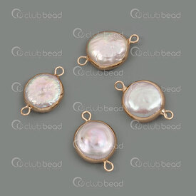 1114-0993-13 - Perle d'Eau Douce Lien Rond 13mm Bordure Or avec Boucles 1.5mm Eclat Mauve 4pcs 1114-0993-13,Perles-Coquillages,montreal, quebec, canada, beads, wholesale