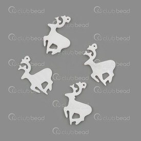 1114-0994-01 - Nacre de Perle Pendentif Renne 22x13x2mm Blanc Trou 0.5mm 5pcs 1114-0994-01,Pendentif blanc,montreal, quebec, canada, beads, wholesale
