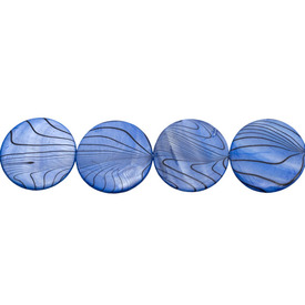 *1114-1101-09 - Fresh Water Shell Bead Round With Stripes 30MM Blue 16'' String *1114-1101-09,Bead,Natural,Fresh Water Shell,30MM,Round,Round,With Stripes,Blue,Blue,China,Dollar Bead,16'' String,montreal, quebec, canada, beads, wholesale