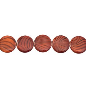 *1114-1103-01 - Fresh Water Shell Bead Round With Stripes 20MM Hyacinth 16'' String *1114-1103-01,Bead,Natural,Fresh Water Shell,20MM,Round,Round,With Stripes,Red,Hyacinth,China,Dollar Bead,16'' String,montreal, quebec, canada, beads, wholesale