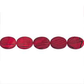 *1114-1105-07 - Bille Coquillage d'Eau Douce Oval Plat Avec Lignes 20X30MM Rouge Corde de 16 Pouces *1114-1105-07,montreal, quebec, canada, beads, wholesale