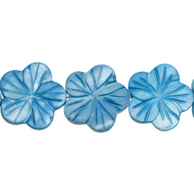 *1114-1300-11 - Bille de Coquillage Fleur Cinq Pétales 25MM Turquoise Corde de 16 Pouces *1114-1300-11,montreal, quebec, canada, beads, wholesale