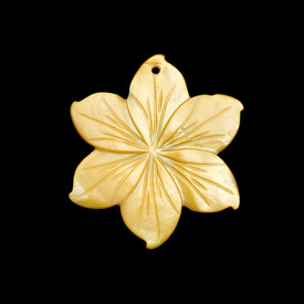 *1114-1301-05 - Lake Shell Pendant Flower Six Petals 50MM Yellow 1pc *1114-1301-05,montreal, quebec, canada, beads, wholesale