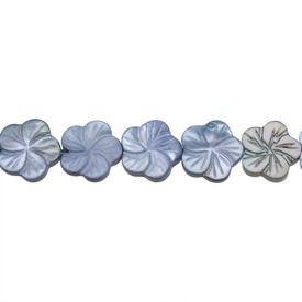 *1114-1304-13 - Bille de Coquillage Fleur Cinq Pétales 12MM Bleu Corde de 16 Pouces *1114-1304-13,montreal, quebec, canada, beads, wholesale