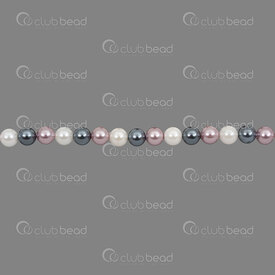 1114-5801-0427 - Bille Perle de Coquillage Stellaris Rond 4mm Blanc-Mauve-Bleu Fonce Corde 15.5po (approx. 98pcs) 1114-5801-0427,Billes,Coquillage,Perles Stellaris,montreal, quebec, canada, beads, wholesale