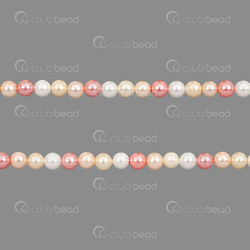 1114-5801-0433 - Bille Perle de Coquillage Stellaris Rond 4mm Blanc-Jaune-Rose Corde 15.5po (approx. 98pcs) 1114-5801-0433,Coquillage,montreal, quebec, canada, beads, wholesale